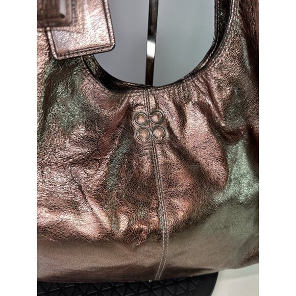 Coach Metallic Rose Gun Metal Julia Leather Hobo 14968 - Picture 4 of 12